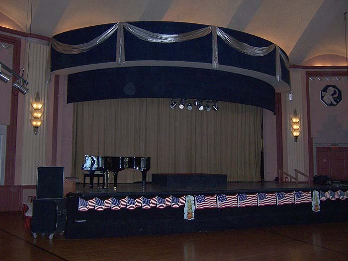 The bandstand of the ballroom on the top floor of the Casino, where Basie and Goodman once played.