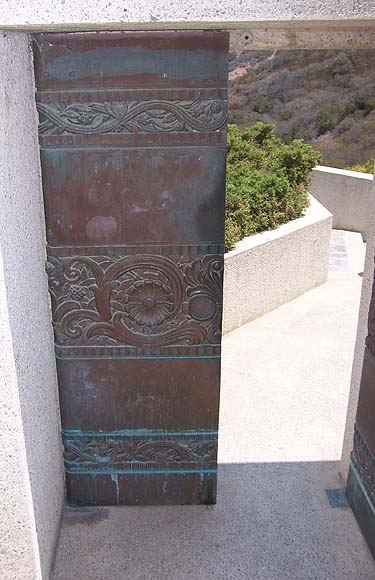 The bronze doors at the Wrigley Memorial.