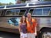 Outside the tour bus at the wildlife center.
