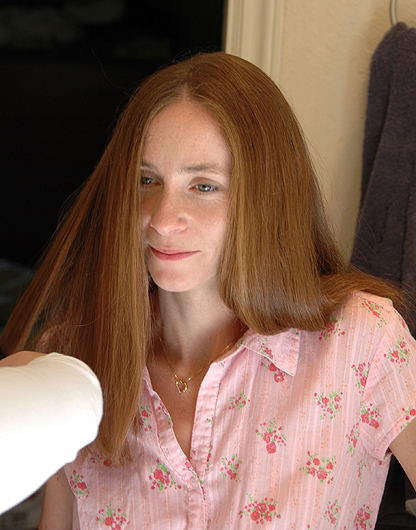 Barb getting ready for her wedding day.